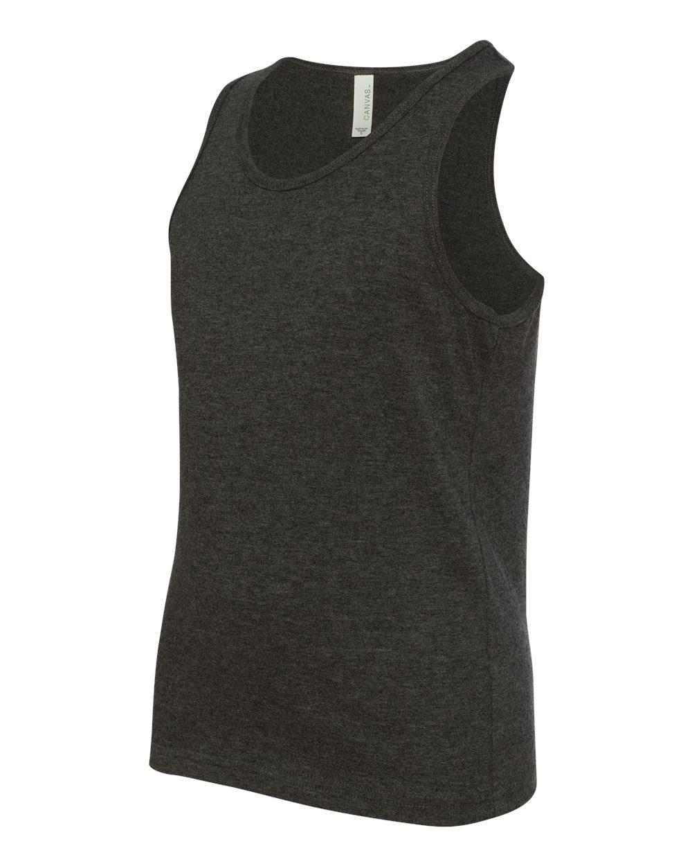 Left View of Dark Grey Heather Youth Heather CVC Tank - 3480YCVC