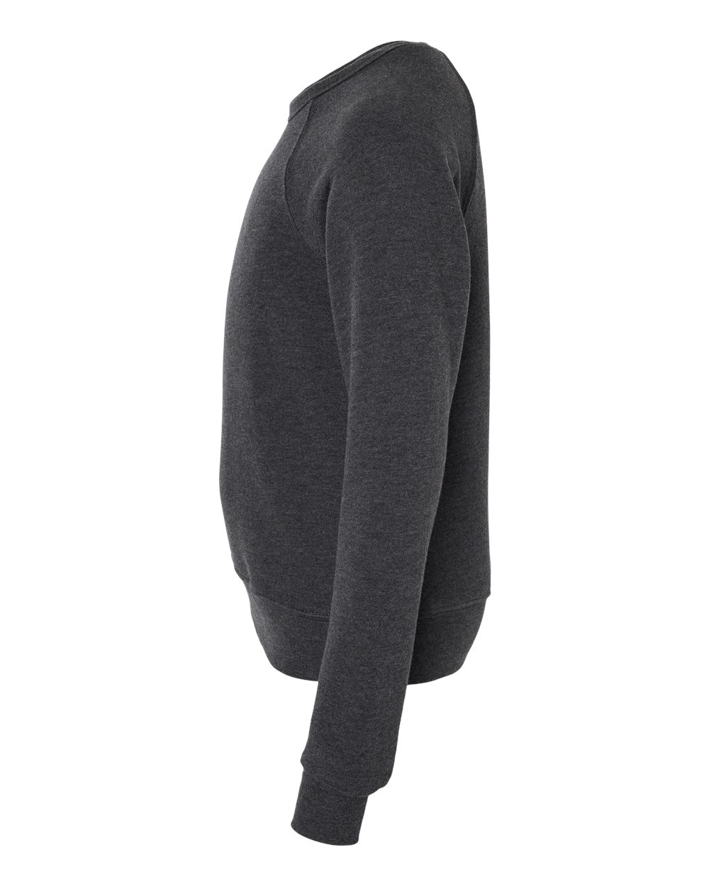 Left View of Dark Grey Heather Youth Sponge Fleece Crewneck Sweatshirt - 3901Y