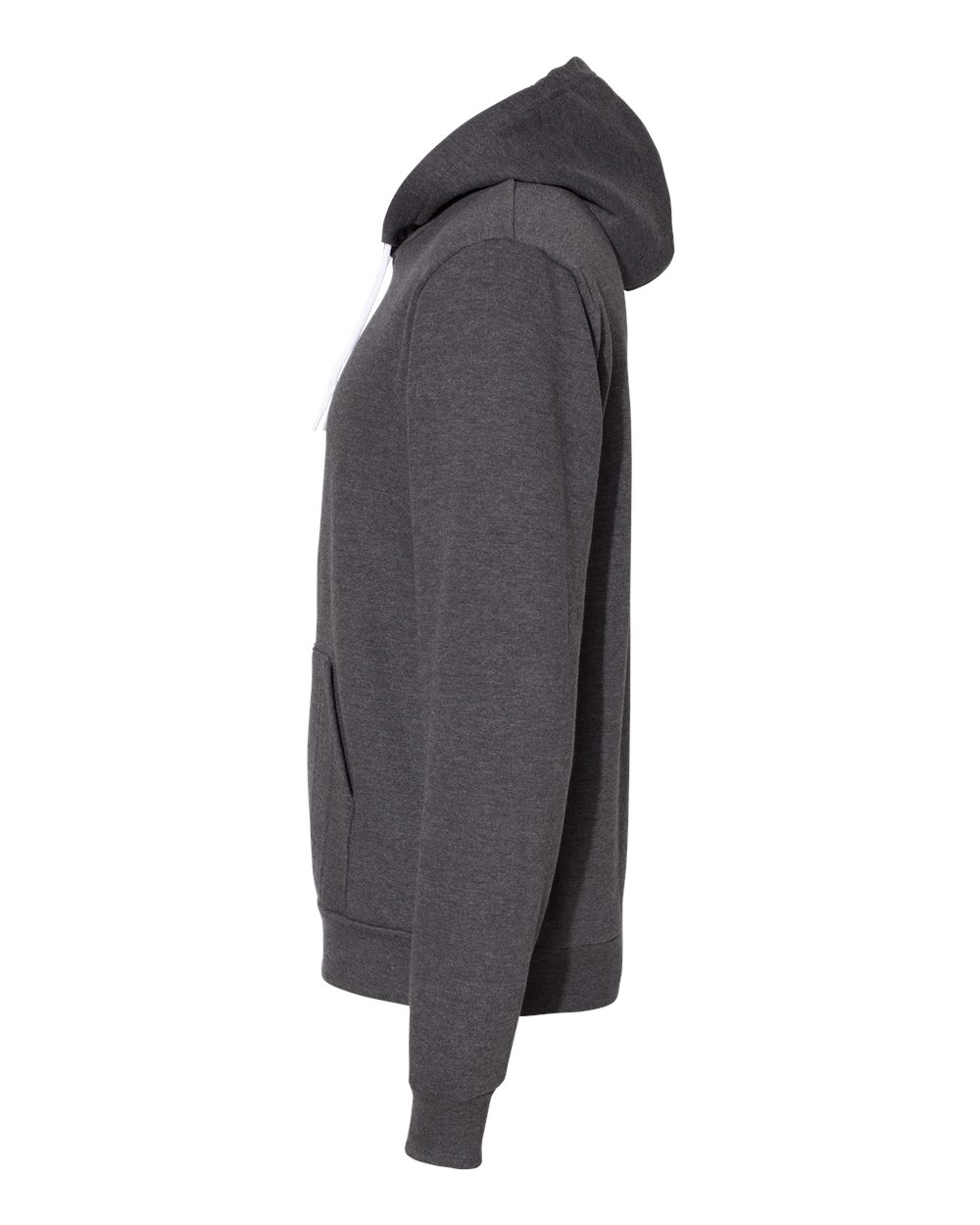 Left View of Dark Heather Grey Flex Fleece Drop-Shoulder Hoodie - F498W