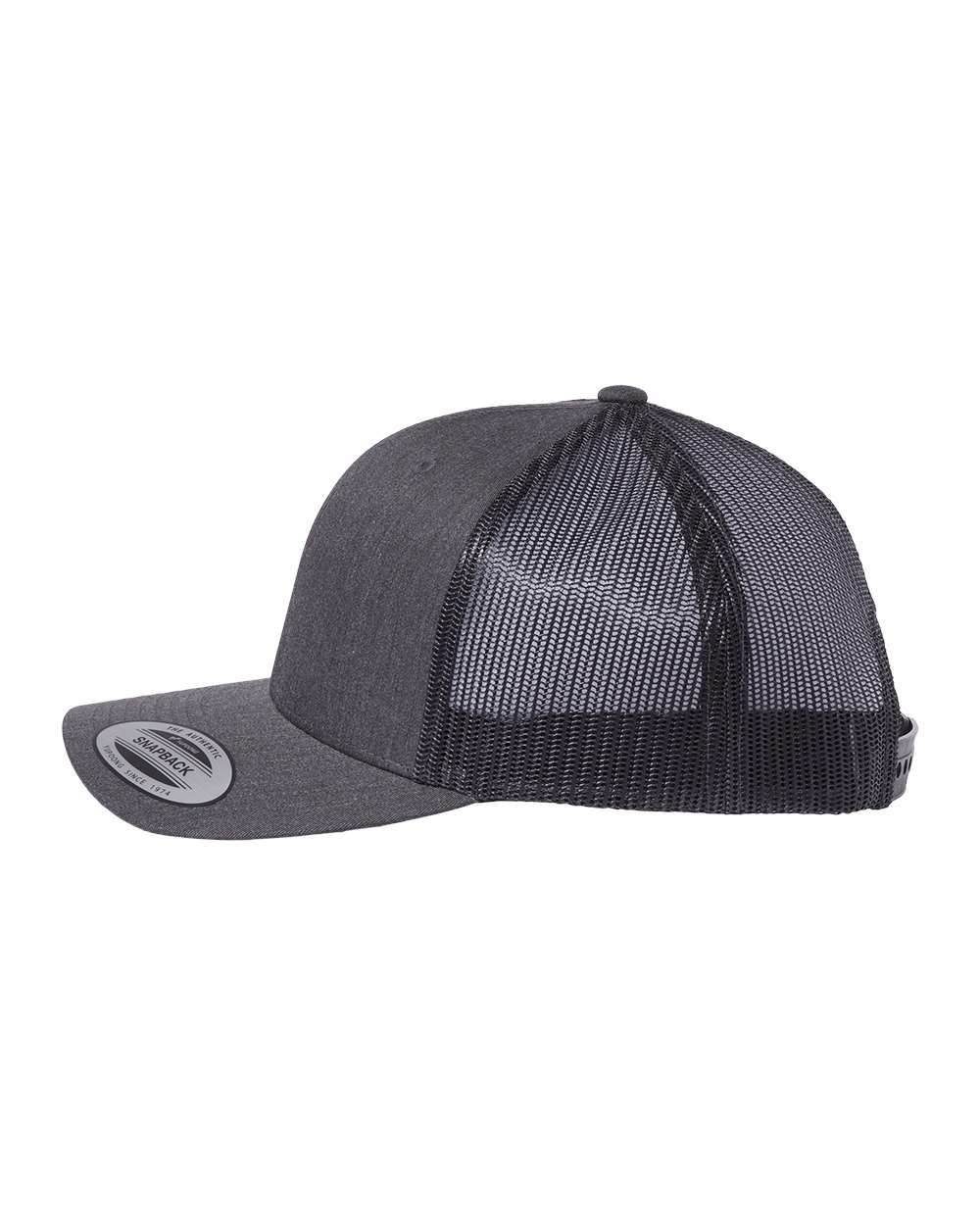 Left View of Dark Heather Grey Retro Trucker Cap - 6606
