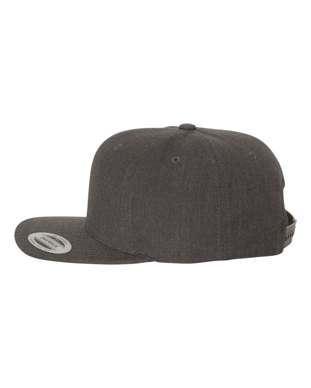 Left View of Dark Heather Premium Flat Bill Snapback Cap - 6089M