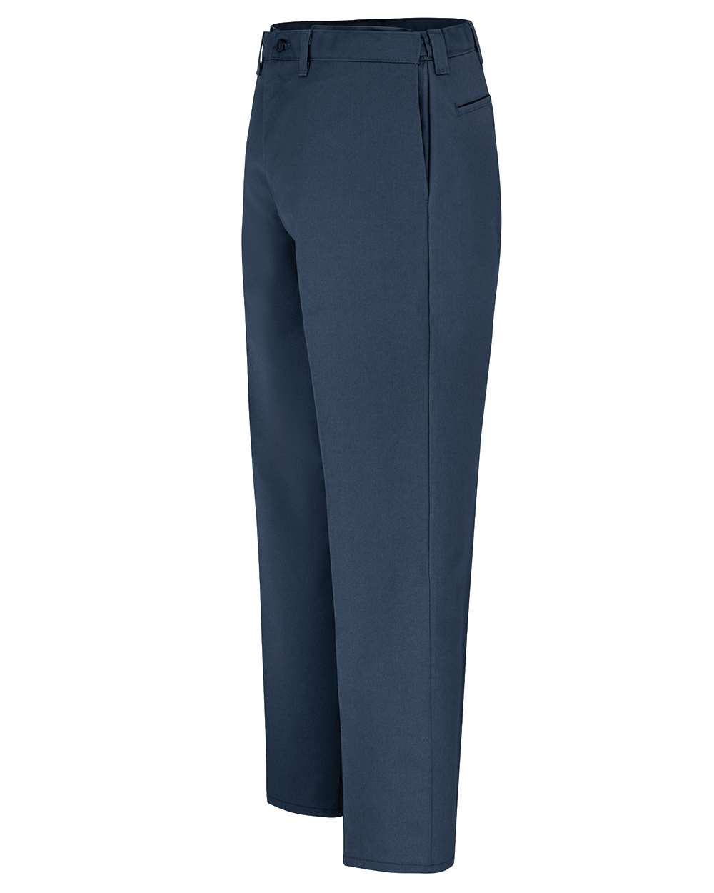 Left View of Dark Navy - 37 Unhemmed Industrial Flat Front Comfort Waist Pants - Extended Sizes - LP17EXT