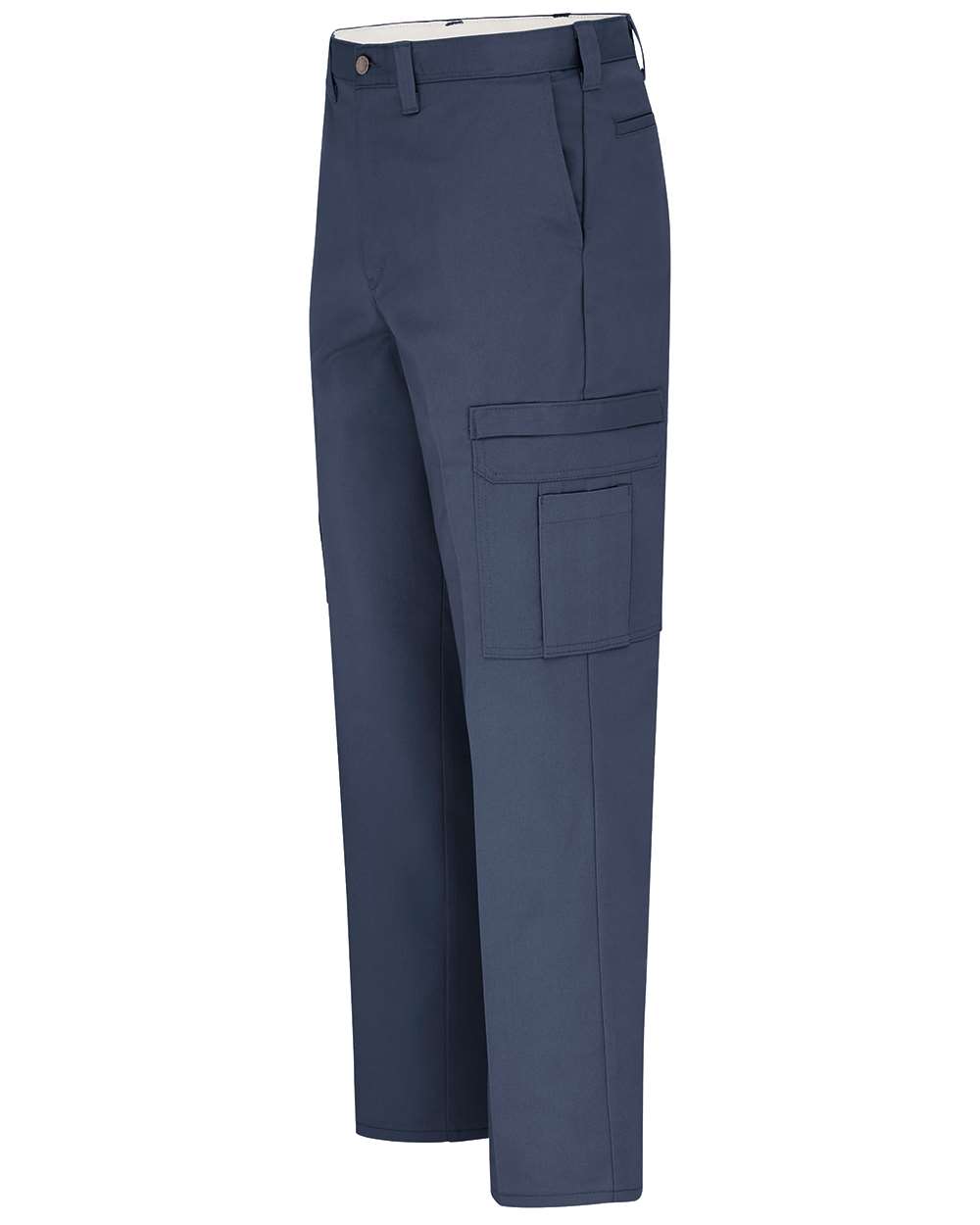 Left View of Dark Navy - 37 Unhemmed Premium Industrial Cargo Pants - LP72