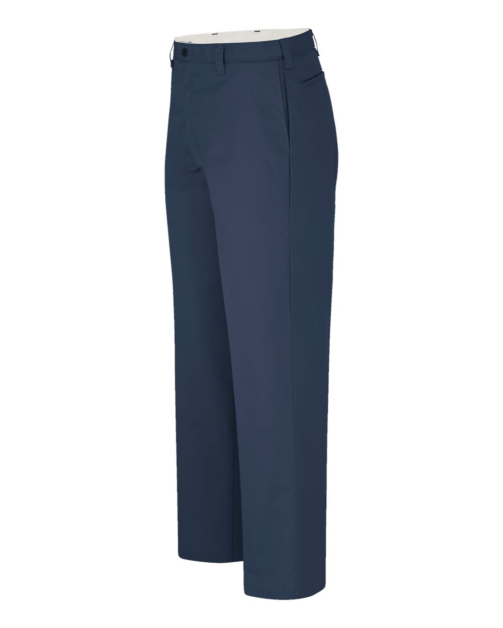 Left View of Dark Navy - 39 Unhemmed Industrial Flat Front Pants - Odd Sizes - LP92ODD