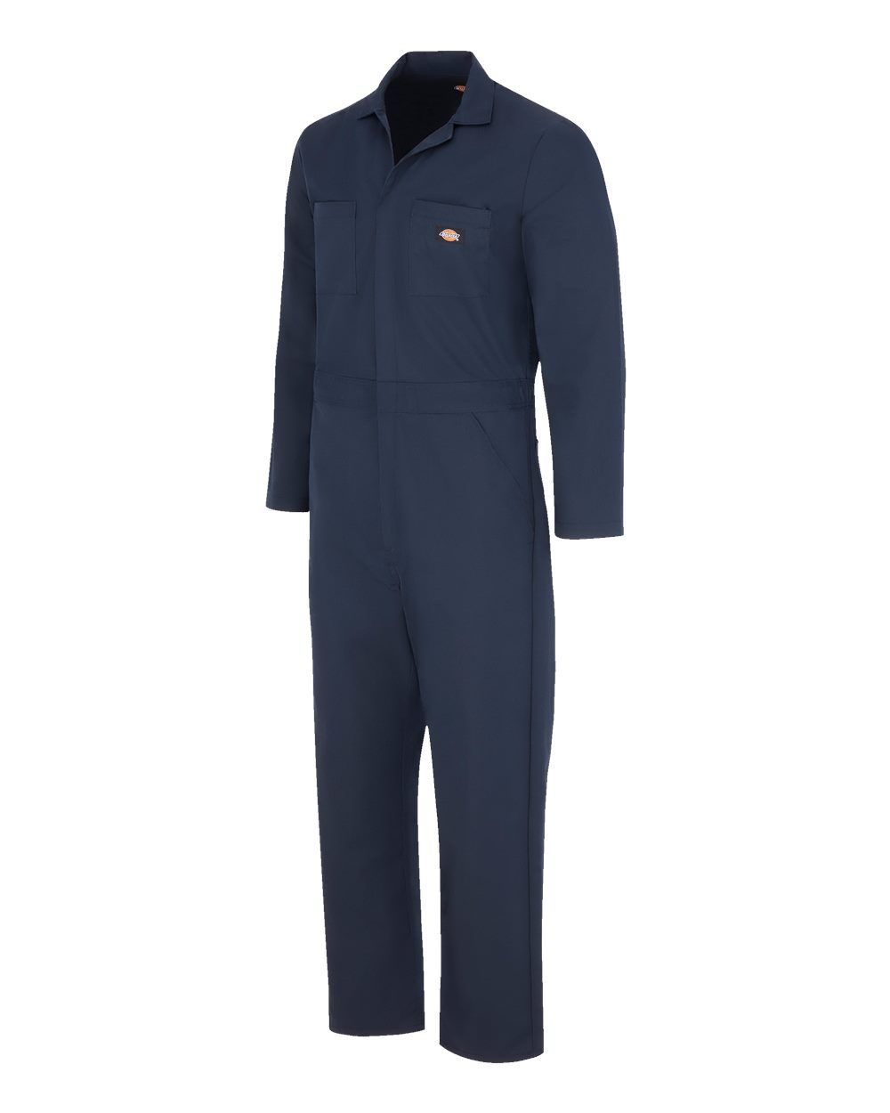 Left View of Dark Navy Basic Blended Long Sleeve Coverall - 4861