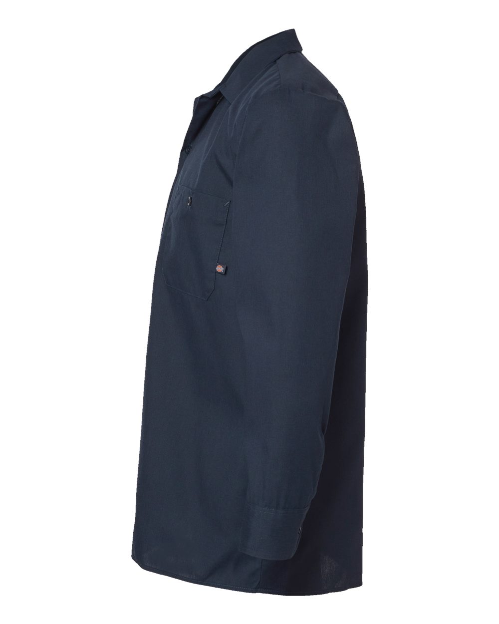 Left View of Dark Navy Industrial Long Sleeve Work Shirt - Tall Sizes - L535T