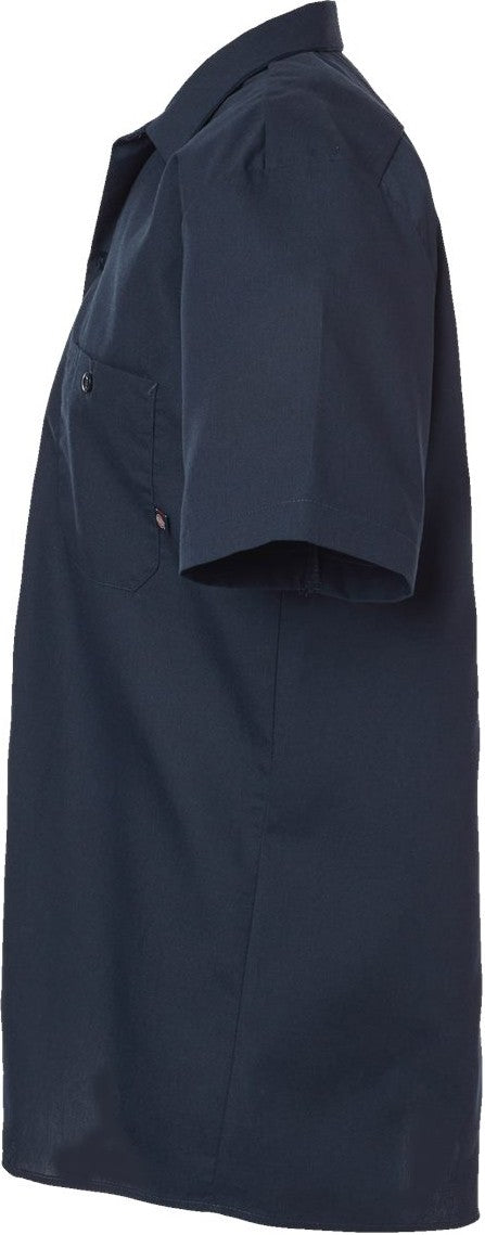 Left View of Dark Navy Industrial Short Sleeve Work Shirt - S535