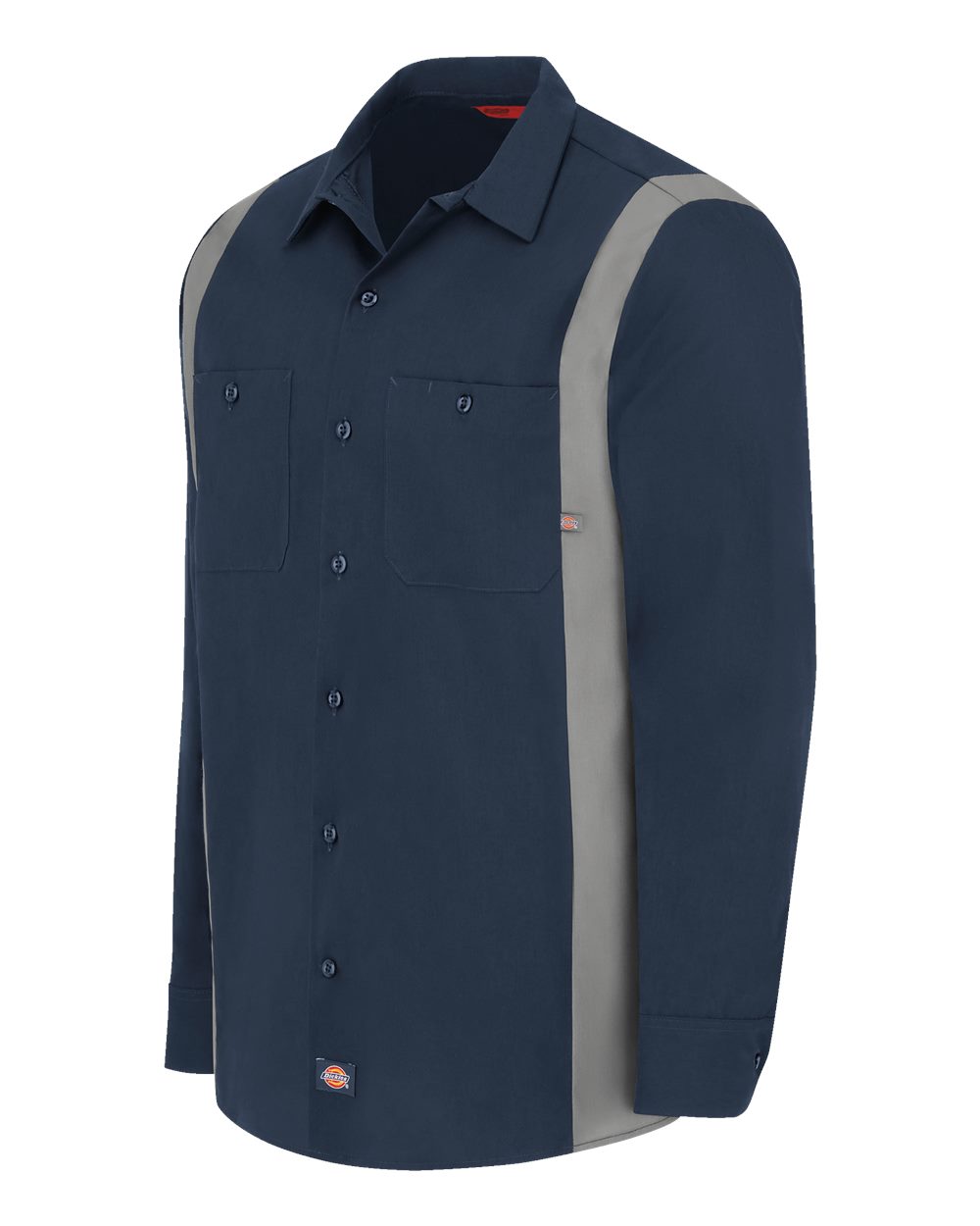 Left View of Dark Navy/ Smoke Industrial Colorblocked Long Sleeve Shirt - 5524