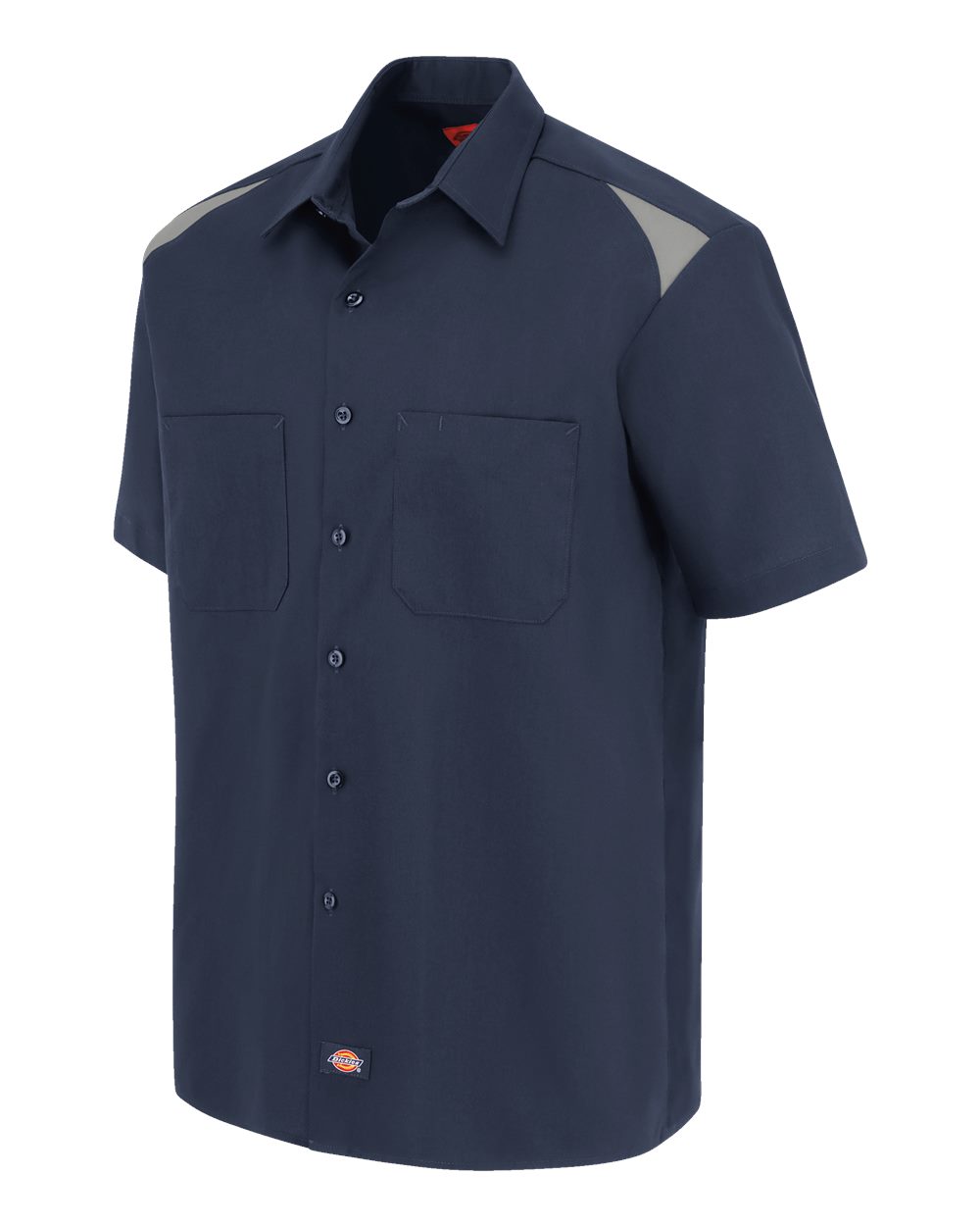 Left View of Dark Navy/ Smoke Short Sleeve Performance Team Shirt - Tall Sizes - 05T