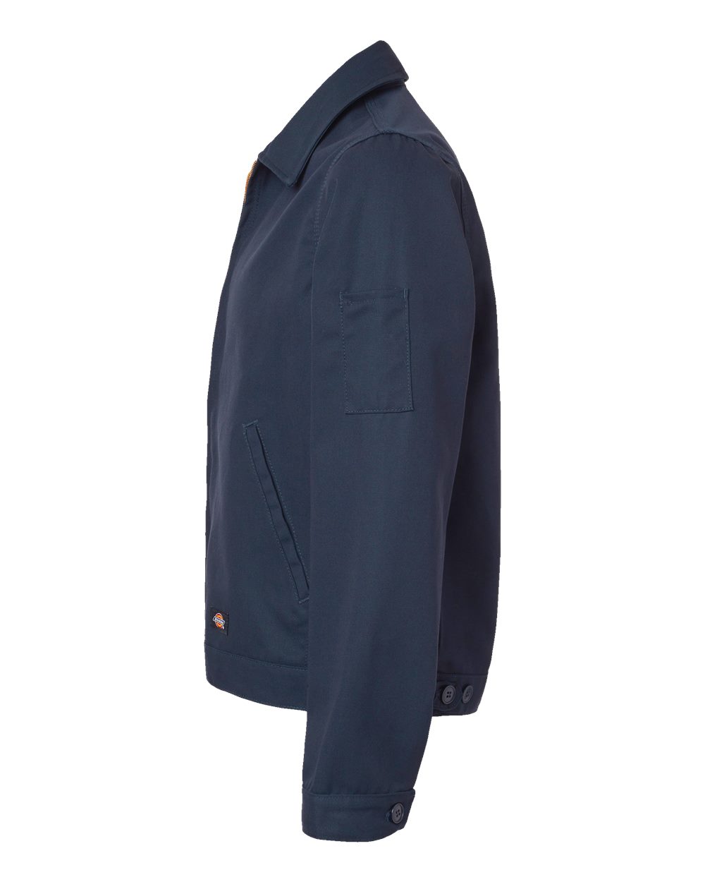 Left View of Dark Navy Unlined Industrial Eisenhower Jacket - JT78
