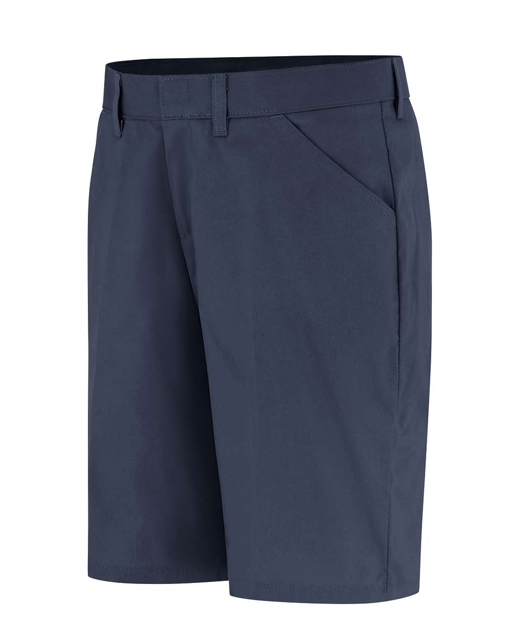Left View of Dark Navy Women's Flat Front Shorts - Plus - FW22