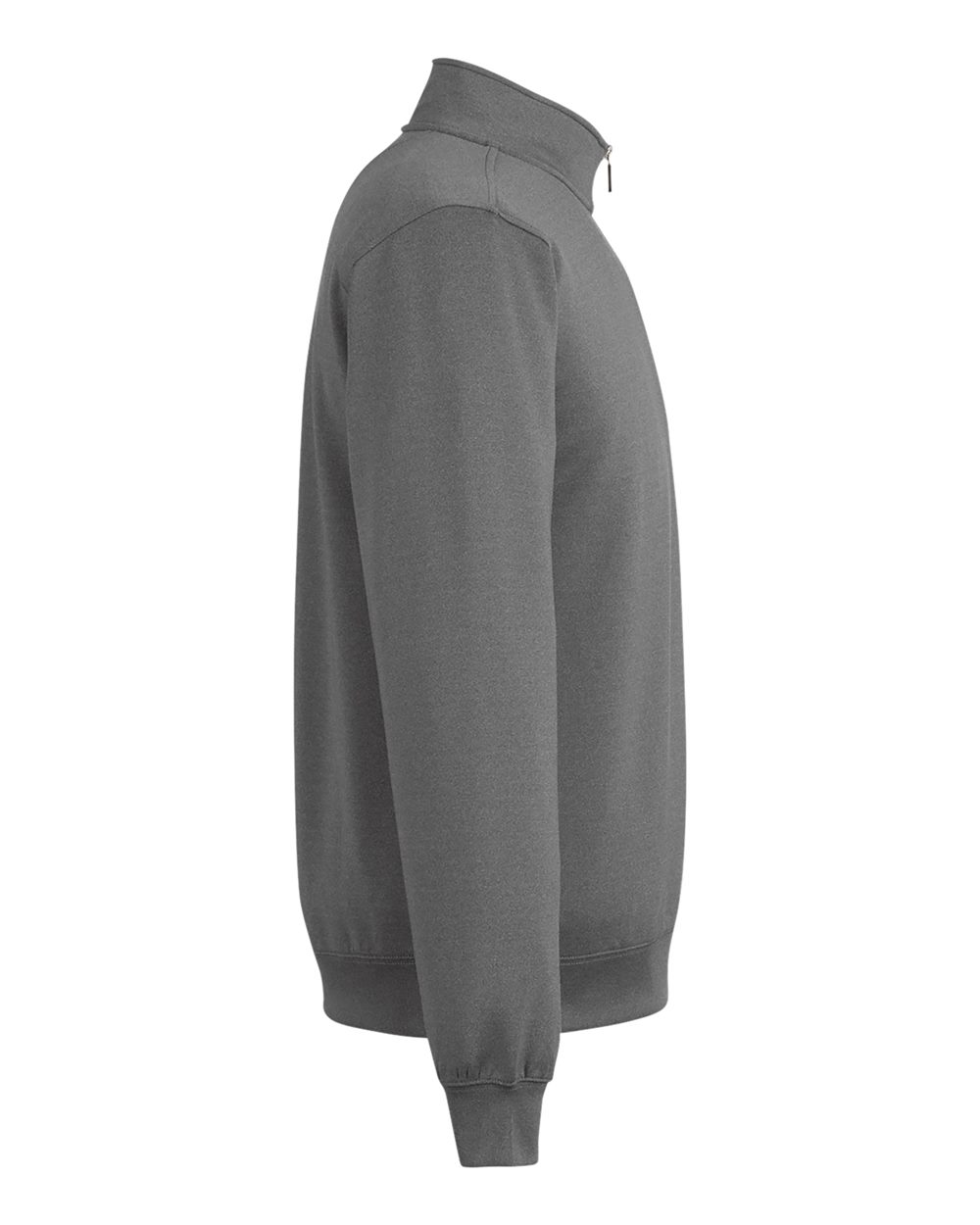 Left View of Dark Shadow Grey Heather Caves Quarter-Zip Tech Pullover - C11512