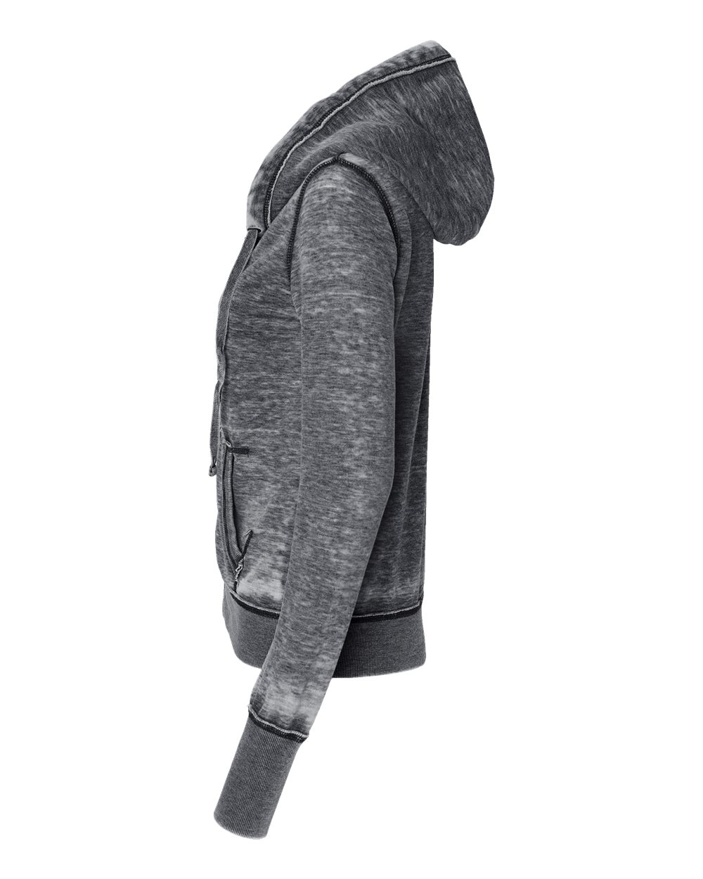 Left View of Dark Smoke Women's Zen Fleece Full-Zip Hooded Sweatshirt - 8913