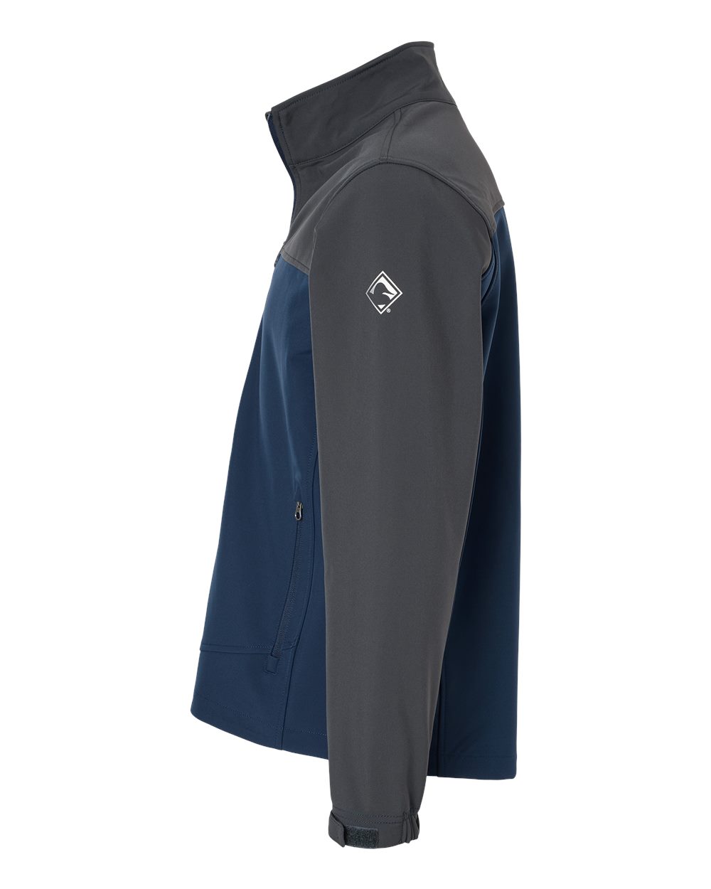 Left View of Deep Blue/ Charcoal Motion Soft Shell Jacket - 5350
