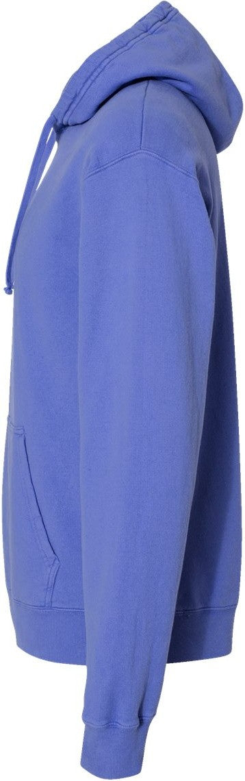 Left View of Deep Forte Blue Garment-Dyed Hooded Sweatshirt - GDH450