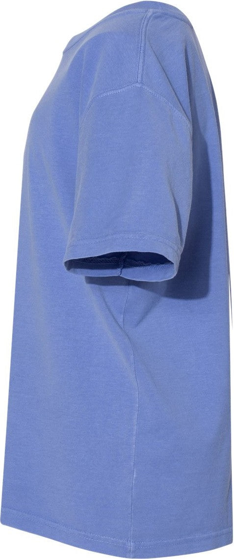 Left View of Deep Forte Blue Garment-Dyed Youth T-Shirt - GDH175