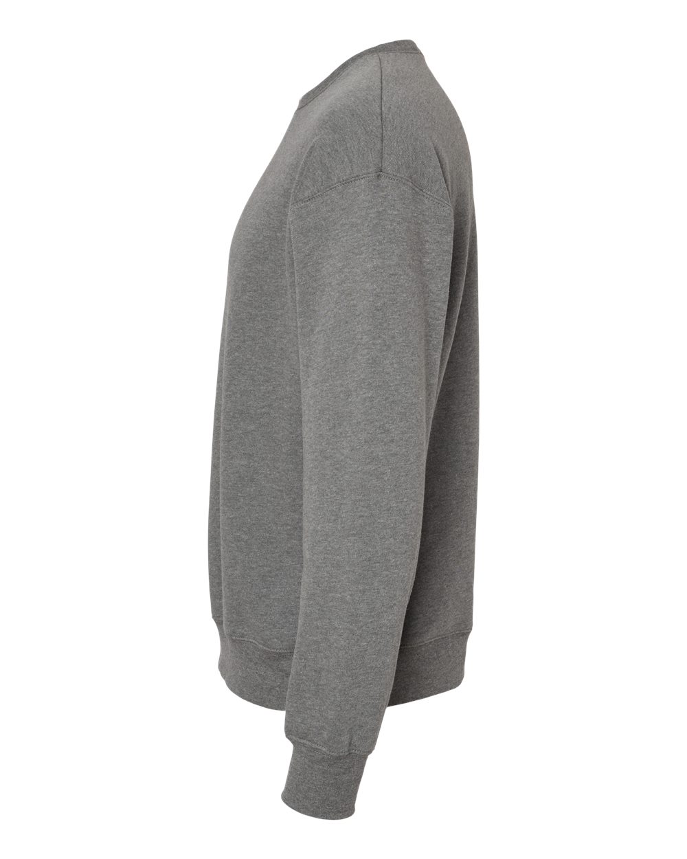 Left View of Deep Heather Sponge Fleece Drop Shoulder Crewneck Sweatshirt - 3945