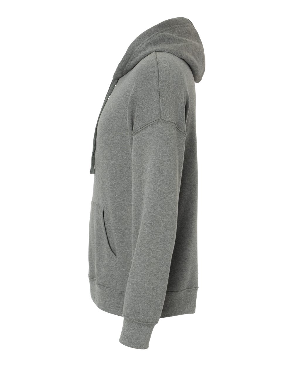 Left View of Deep Heather Sponge Fleece Drop Shoulder Hoodie - 3729