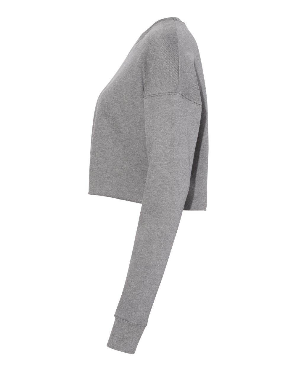 Left View of Deep Heather Women's Crop Crew Fleece - 7503