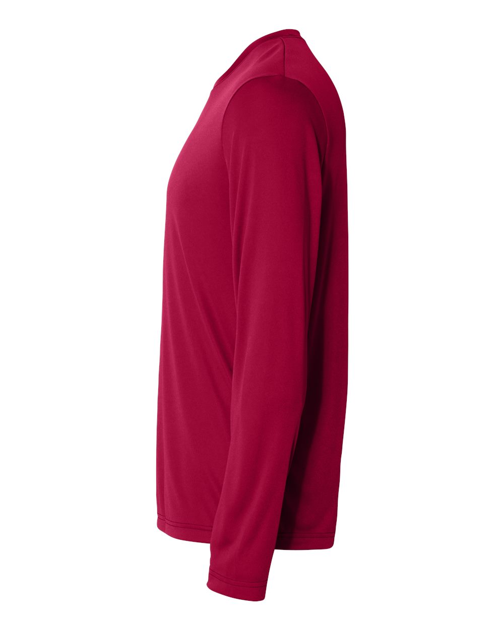 Left View of Deep Red Cool DRI® Long Sleeve Performance T-Shirt - 482L