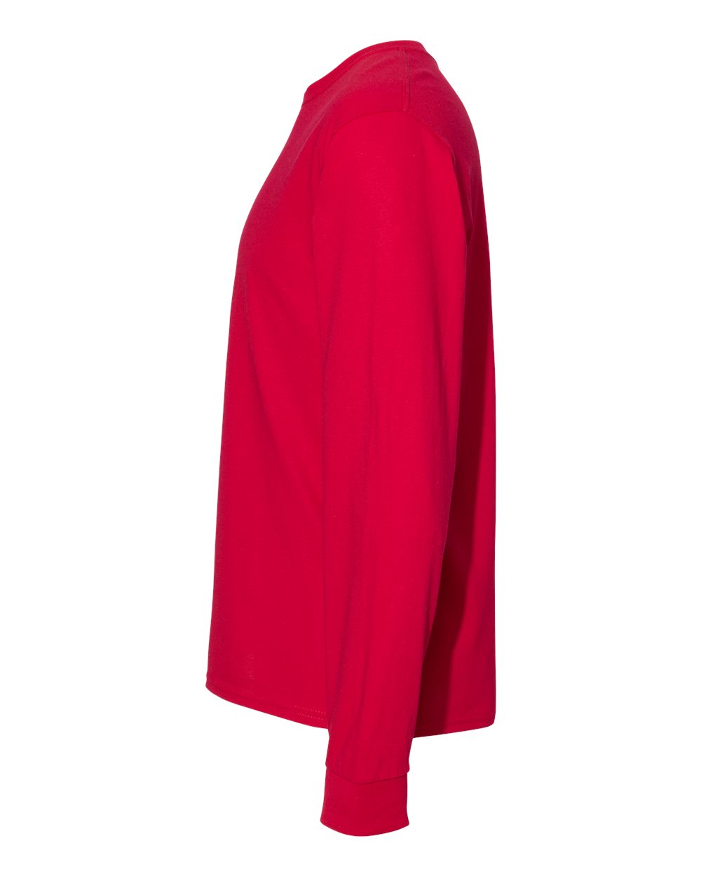 Left View of Deep Red Essential-T Long Sleeve T-Shirt - 5286