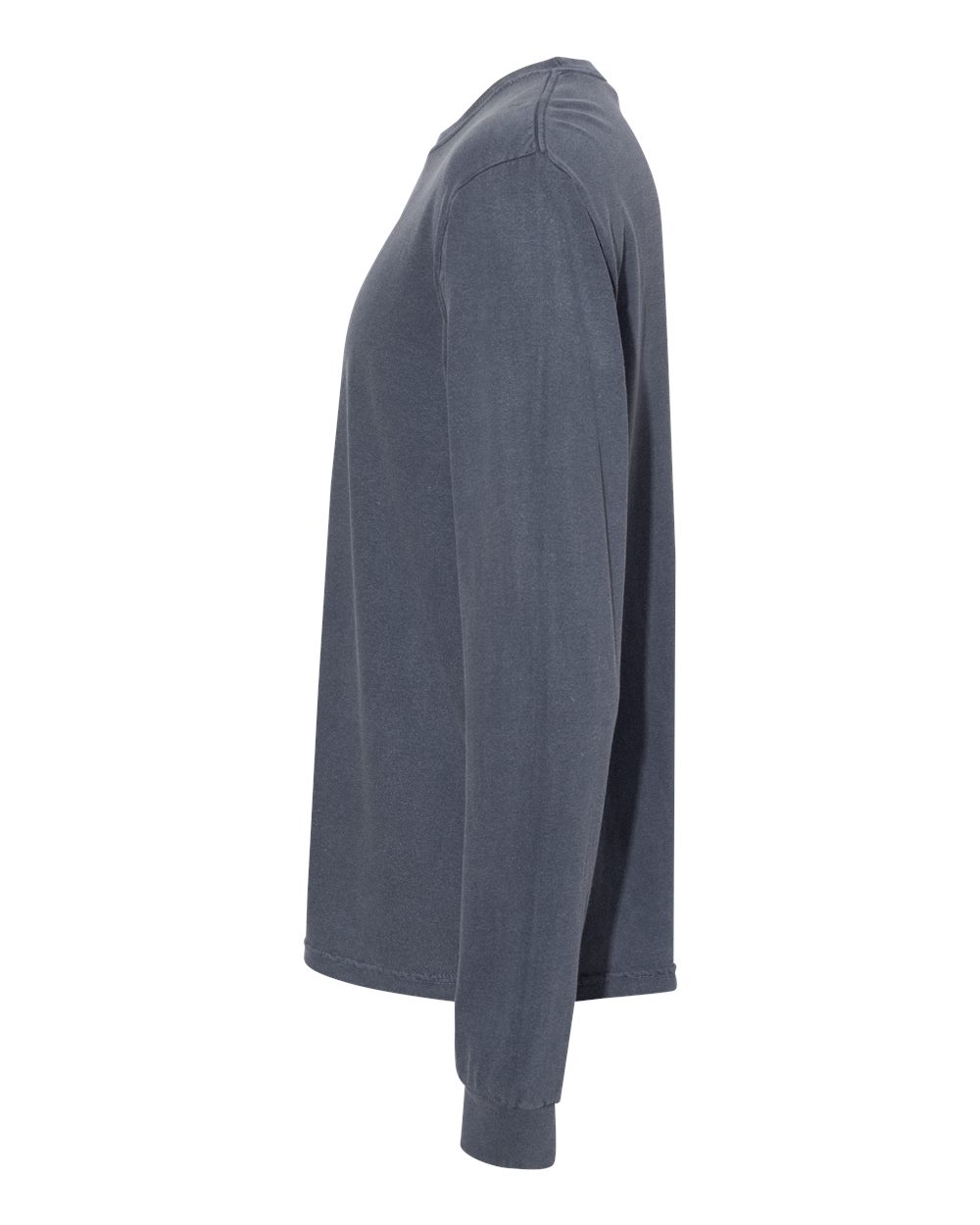 Left View of Denim Garment-Dyed Heavyweight Long Sleeve T-Shirt - 6014