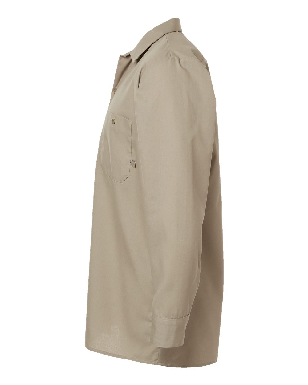 Left View of Desert Sand Industrial Long Sleeve Work Shirt - Tall Sizes - L535T