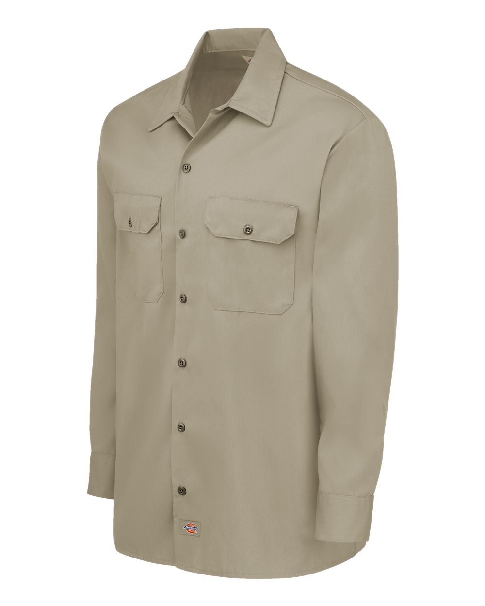 Left View of Desert Sand Long Sleeve Work Shirt - Tall Sizes - 5574T