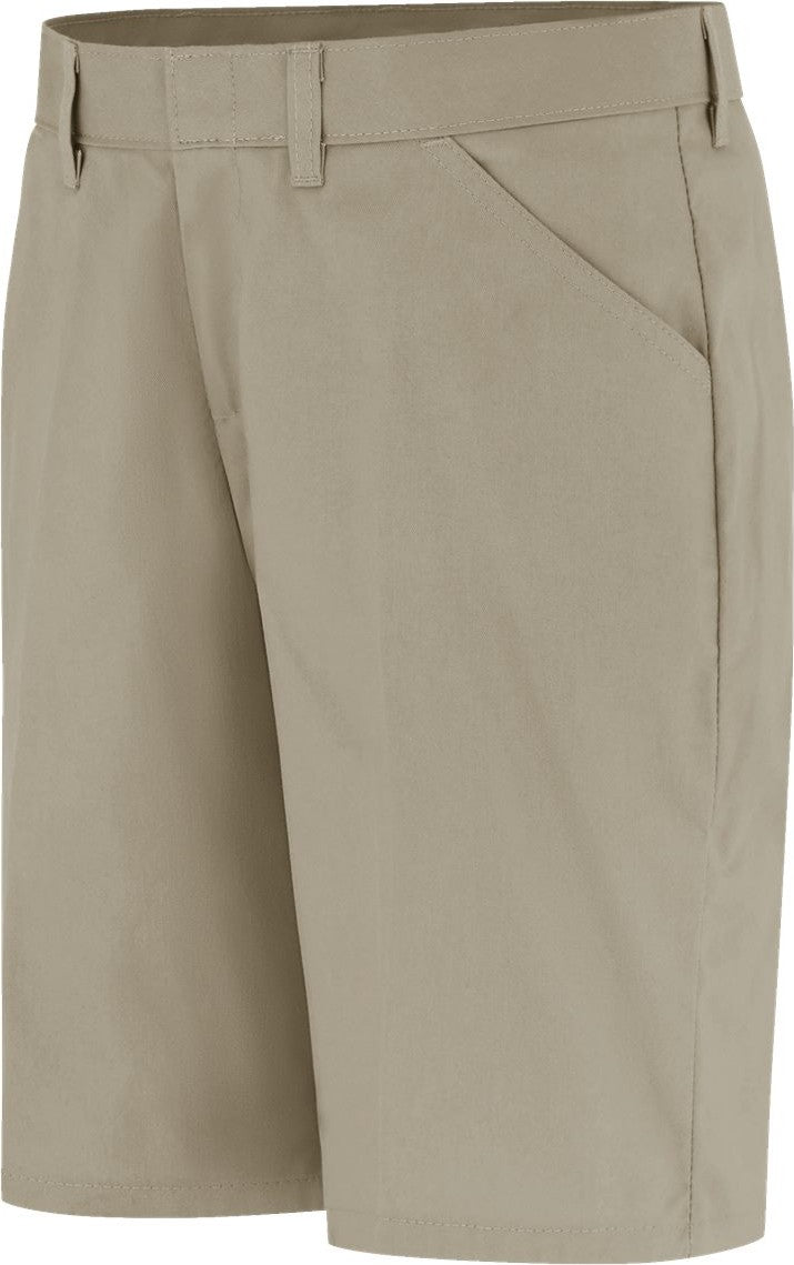 Left View of Desert Sand Women's Flat Front Shorts - FR22