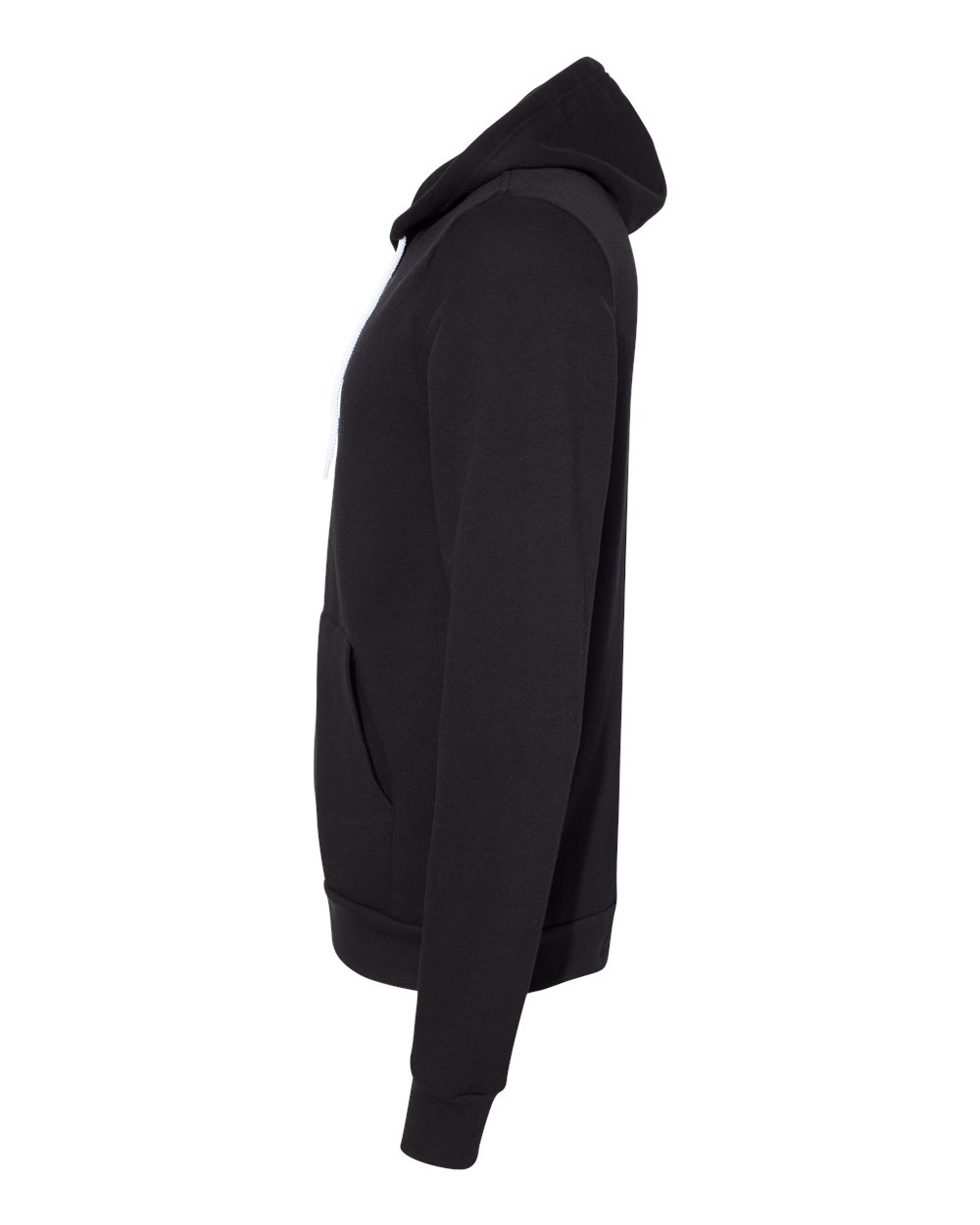 Left View of DTG Black Sponge Fleece Full-Zip Hoodie - 3739