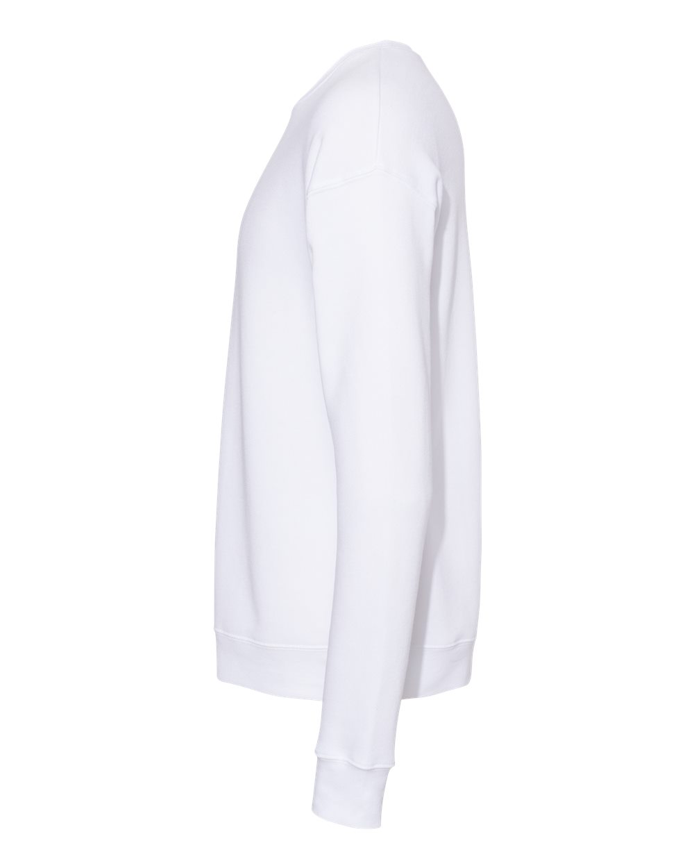 Left View of DTG White Sponge Fleece Drop Shoulder Crewneck Sweatshirt - 3945