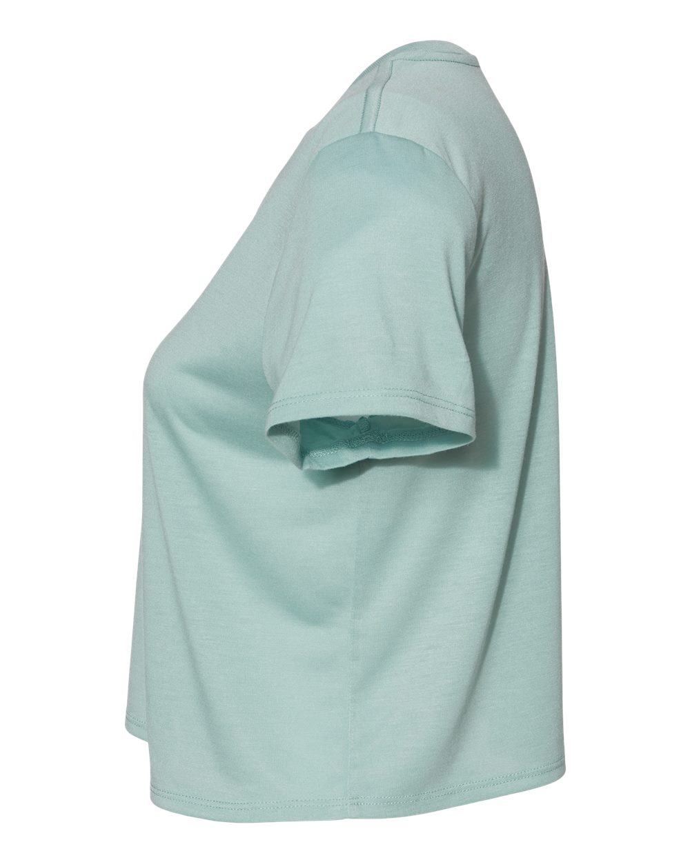 Left View of Dusty Blue Women’s Flowy Crop Tee - 8882