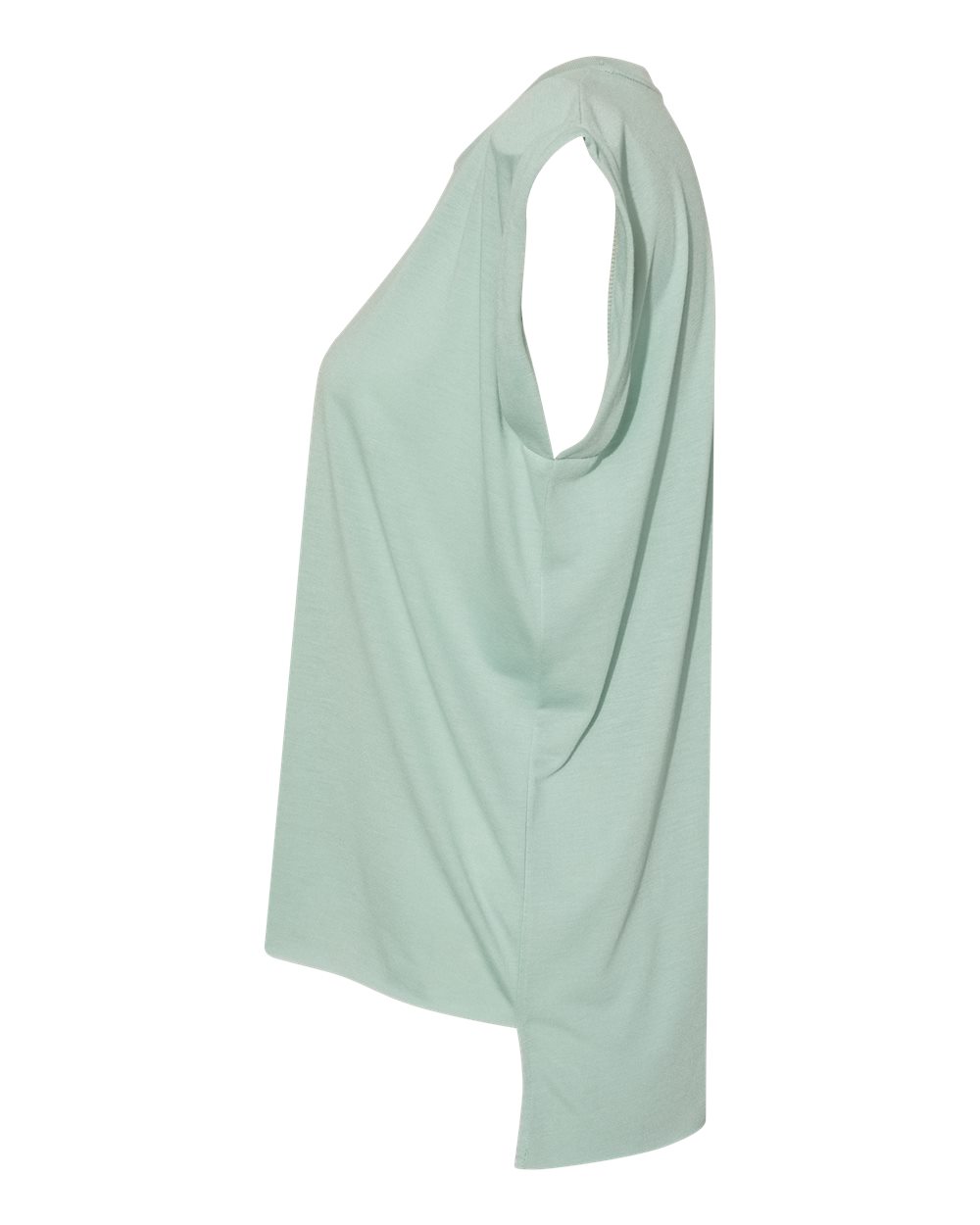 Left View of Dusty Blue Women’s Flowy Rolled Cuffs Muscle Tee - 8804