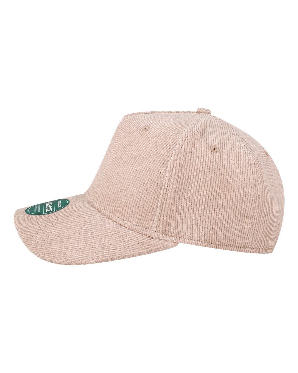 Left View of Dusty Rose Corduroy Five-Panel Trucker Cap - ROADIE