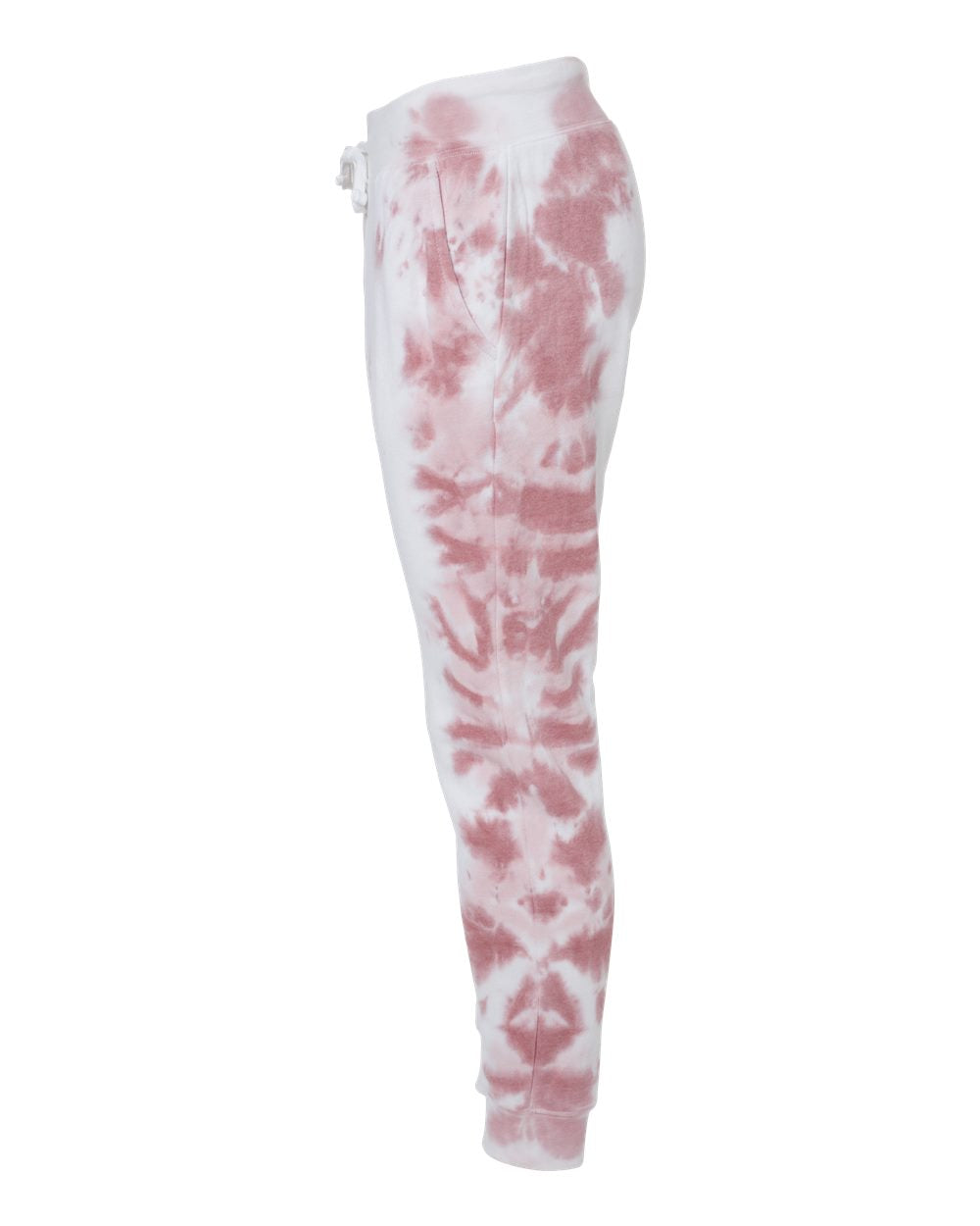 Left View of Dusty Rose Tie Dye Tie-Dyed Fleece Joggers - 8884