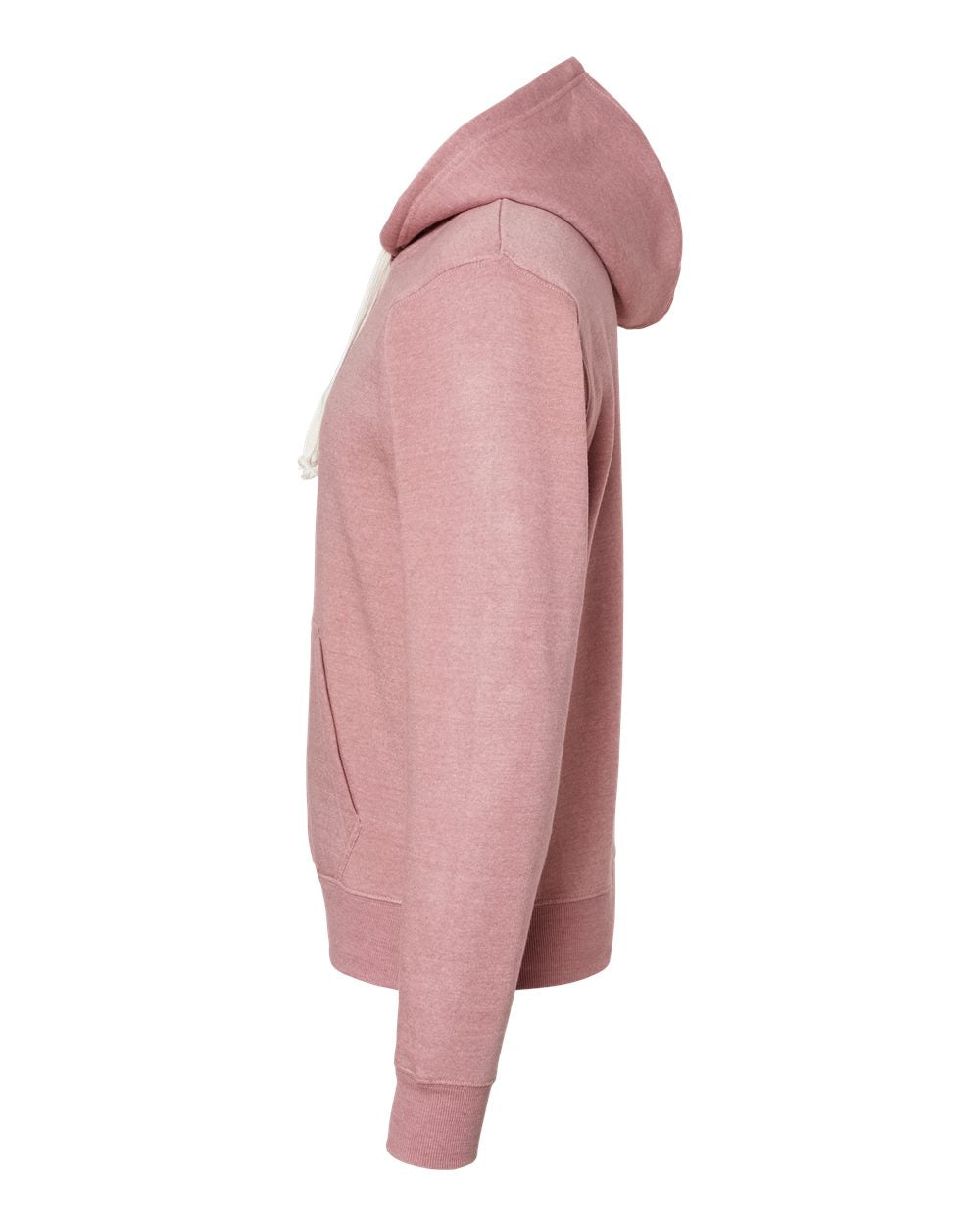 Left View of Dusty Rose Triblend Triblend Fleece Hooded Sweatshirt - 8871