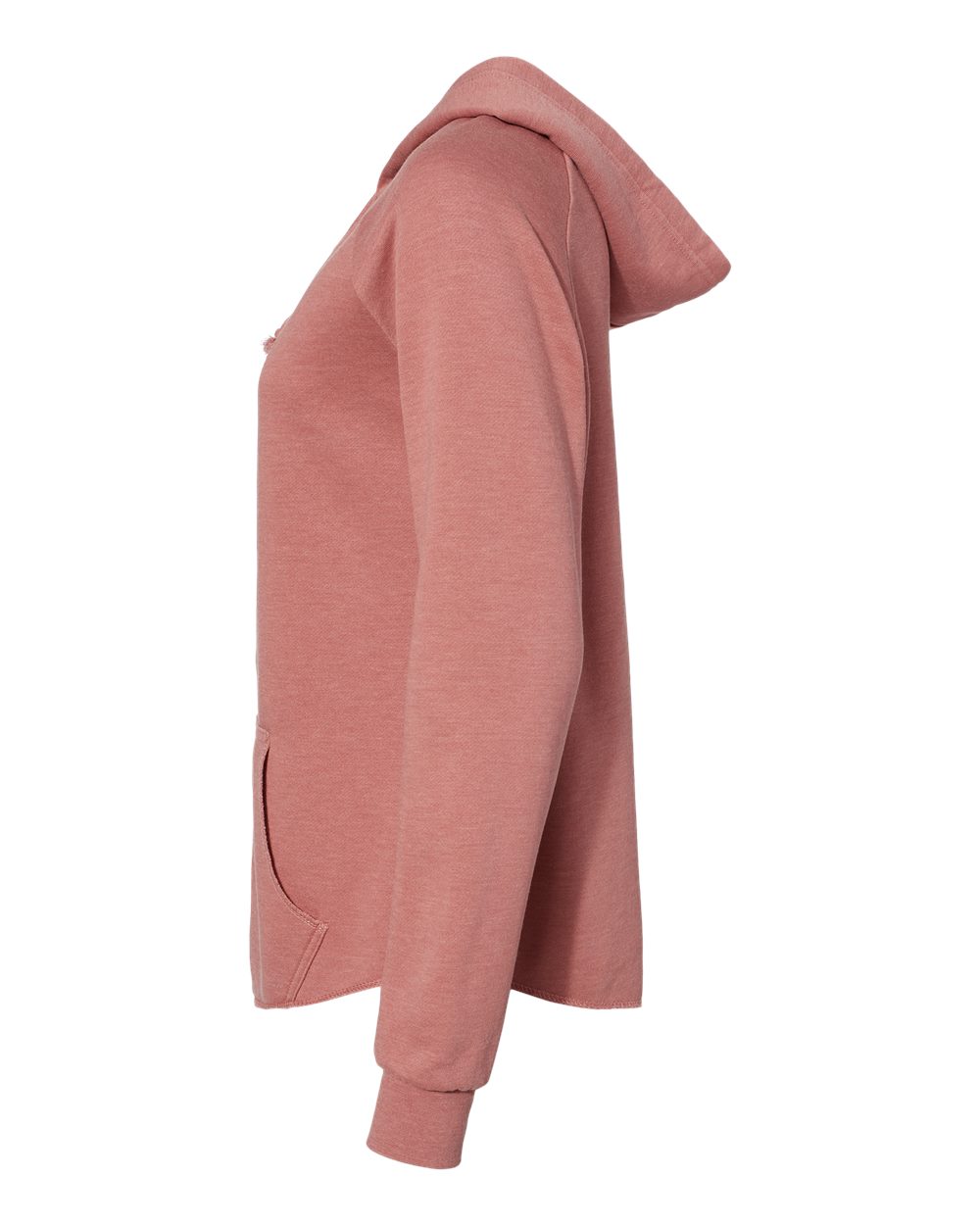 Left View of Dusty Rose Women's California Wave Wash Full-Zip Hooded Sweatshirt - PRM2500Z