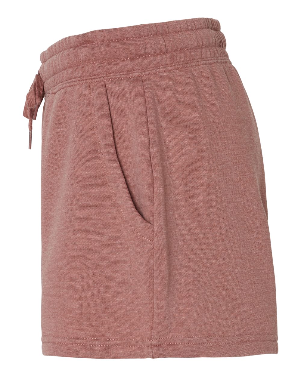 Left View of Dusty Rose Women’s Lightweight California Wave Wash Fleece Shorts - PRM20SRT