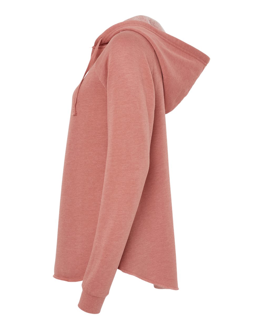 Left View of Dusty Rose Women’s Lightweight California Wave Wash Hooded Sweatshirt - PRM2500