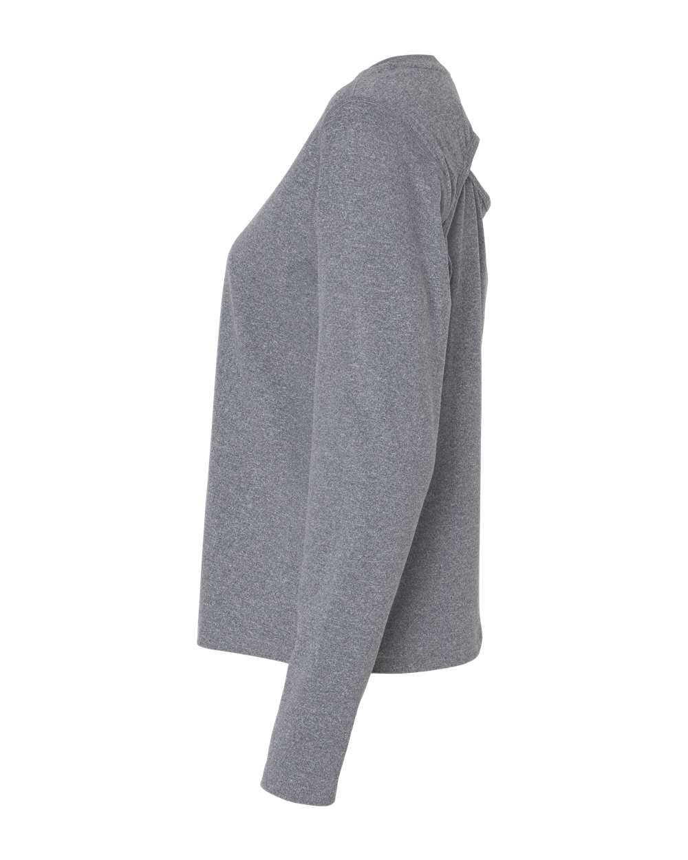 Left View of Ebony Heather Women's Sport Soft Touch Long Sleeve T-Shirt - CHP140