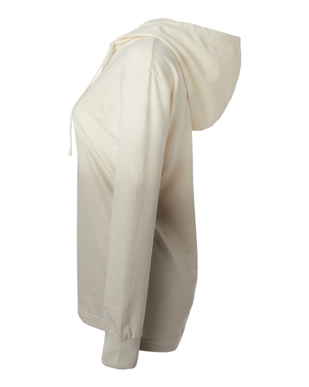 Left View of Ecru/ Atmosphere Women's French Terry Ombré Hooded Sweatshirt - W20185