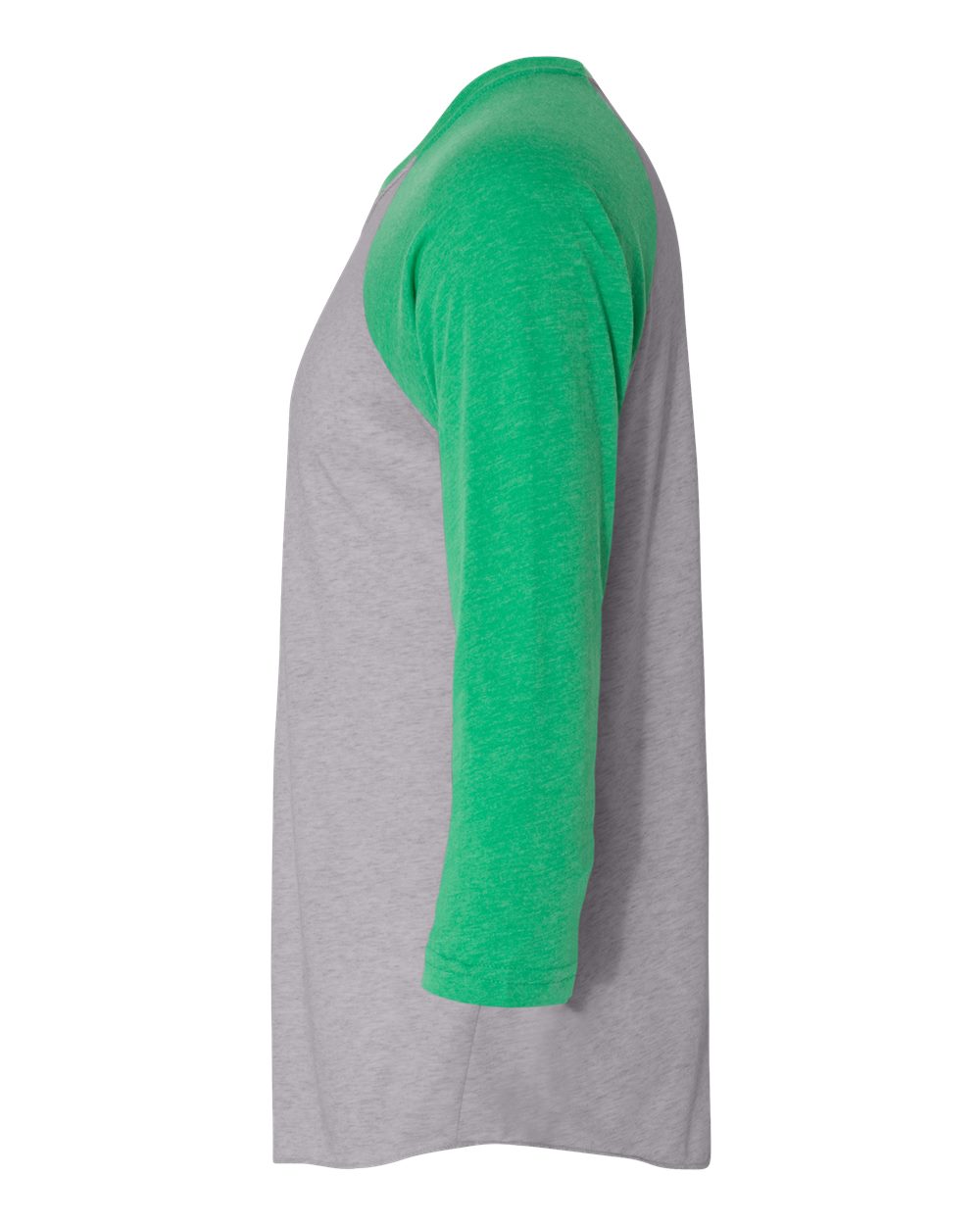 Left View of Envy Sleeves/ Premium Heather Body Triblend Three-Quarter Raglan T-Shirt - 6051