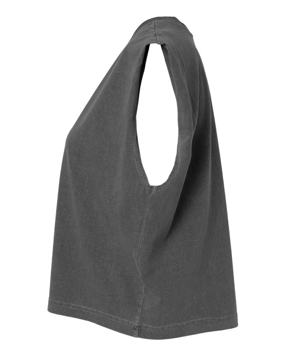 Left View of Faded Black Garment-Dyed Women's Heavyweight Muscle Tee - 307GD