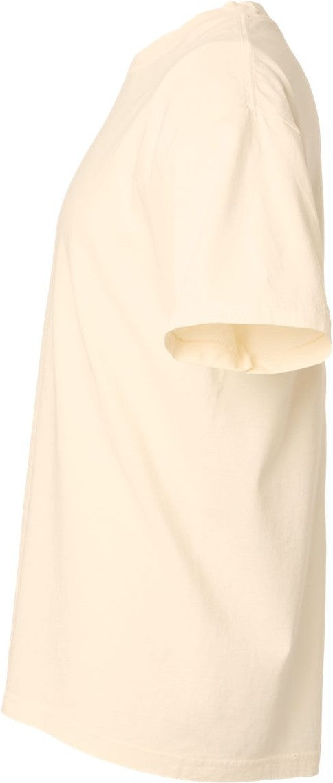 Left View of Faded Cream Garment-Dyed Heavyweight Cotton Tee - 1301GD