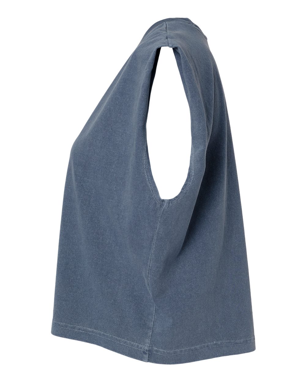 Left View of Faded Navy Garment-Dyed Women's Heavyweight Muscle Tee - 307GD