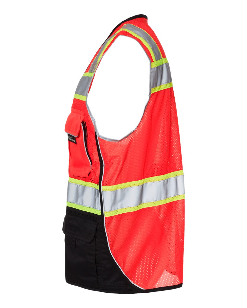 Left View of Fluorescent Red (1715) Premium Black Series® Black Bottom Class 2 Vest - 1515-1516