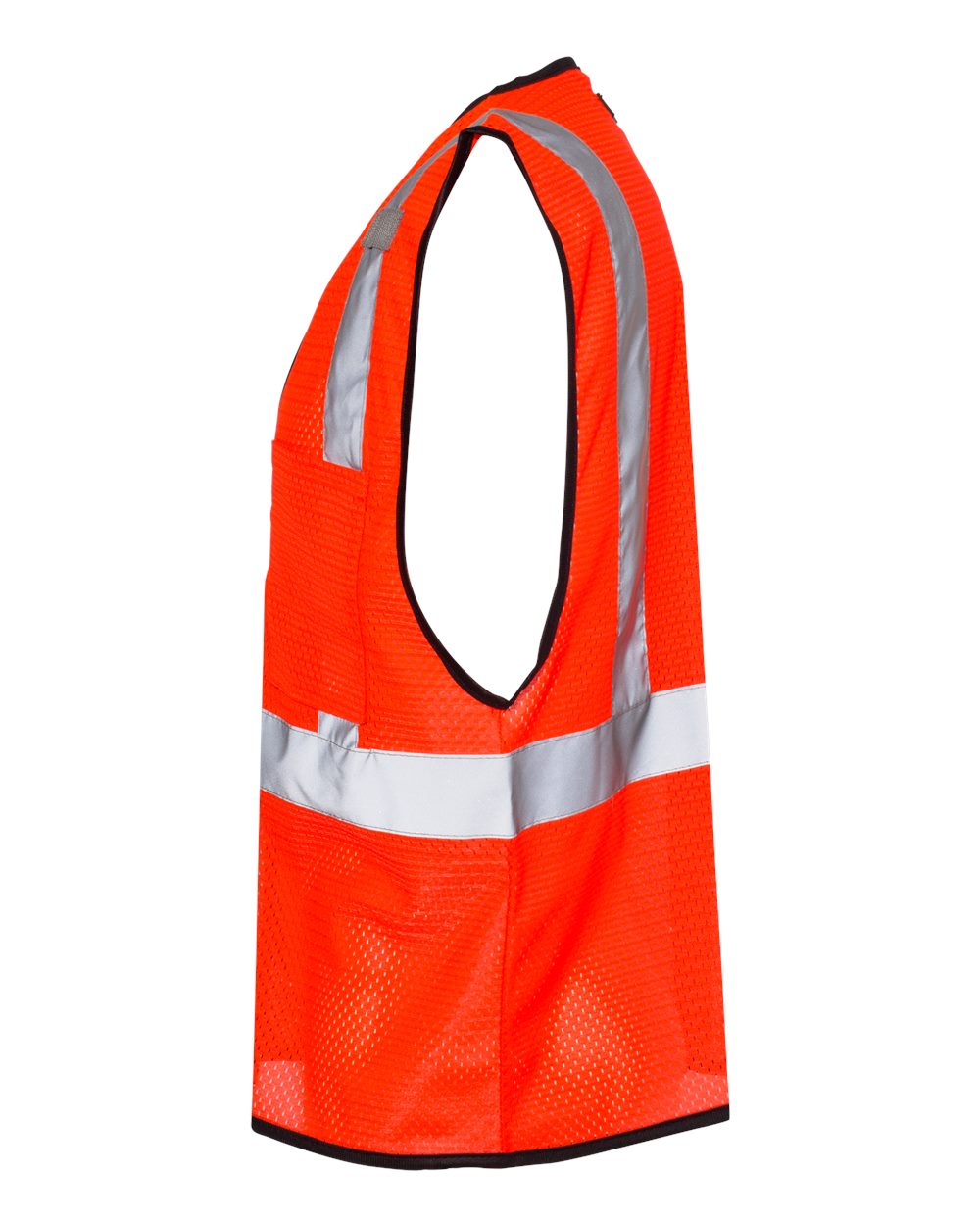 Left View of Fluorescent Red (1719) Single Pocket Zipper Mesh Class 2 Vest - 1519-1520