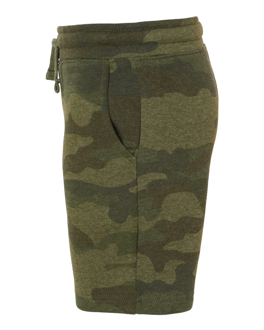 Left View of Forest Camo Heather Toddler Lightweight Special Blend Fleece Shorts - PRM11SRT