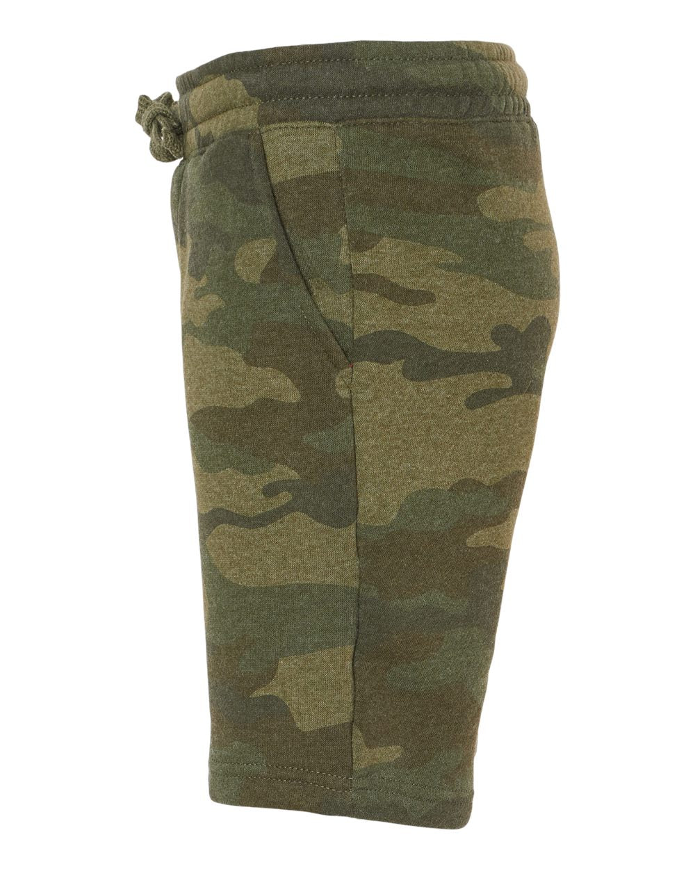Left View of Forest Camo Heather Youth Lightweight Special Blend Fleece Shorts - PRM16SRT