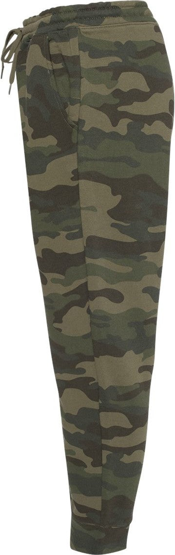 Left View of Forest Camo Midweight Fleece Pants - IND20PNT
